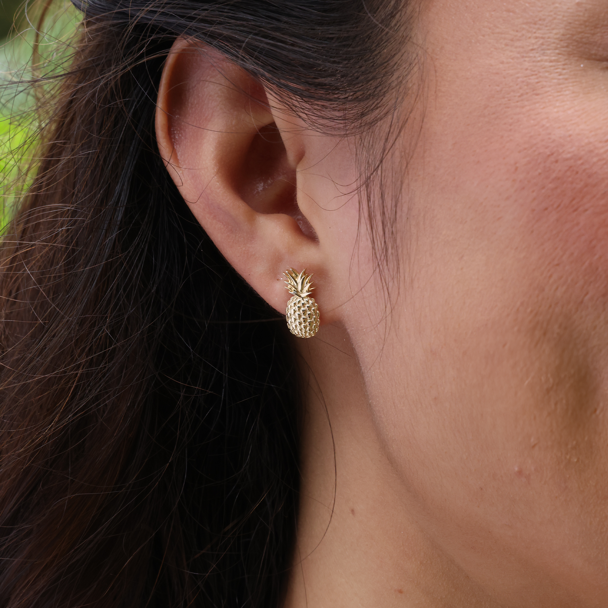 Boucles d'oreilles à l'ananas en or - 15 mm