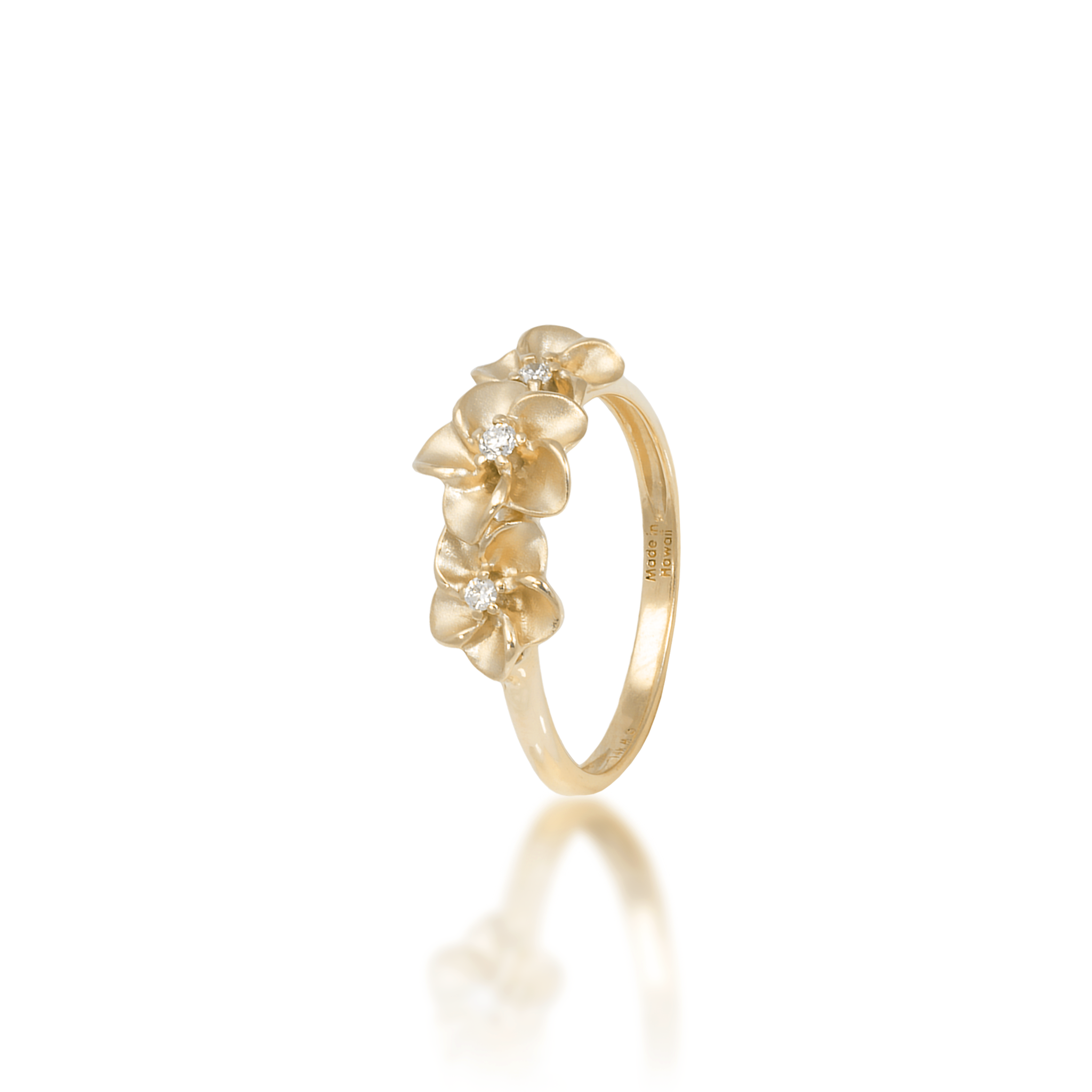 Plumeria Ring in Gold with Diamonds - 8mm