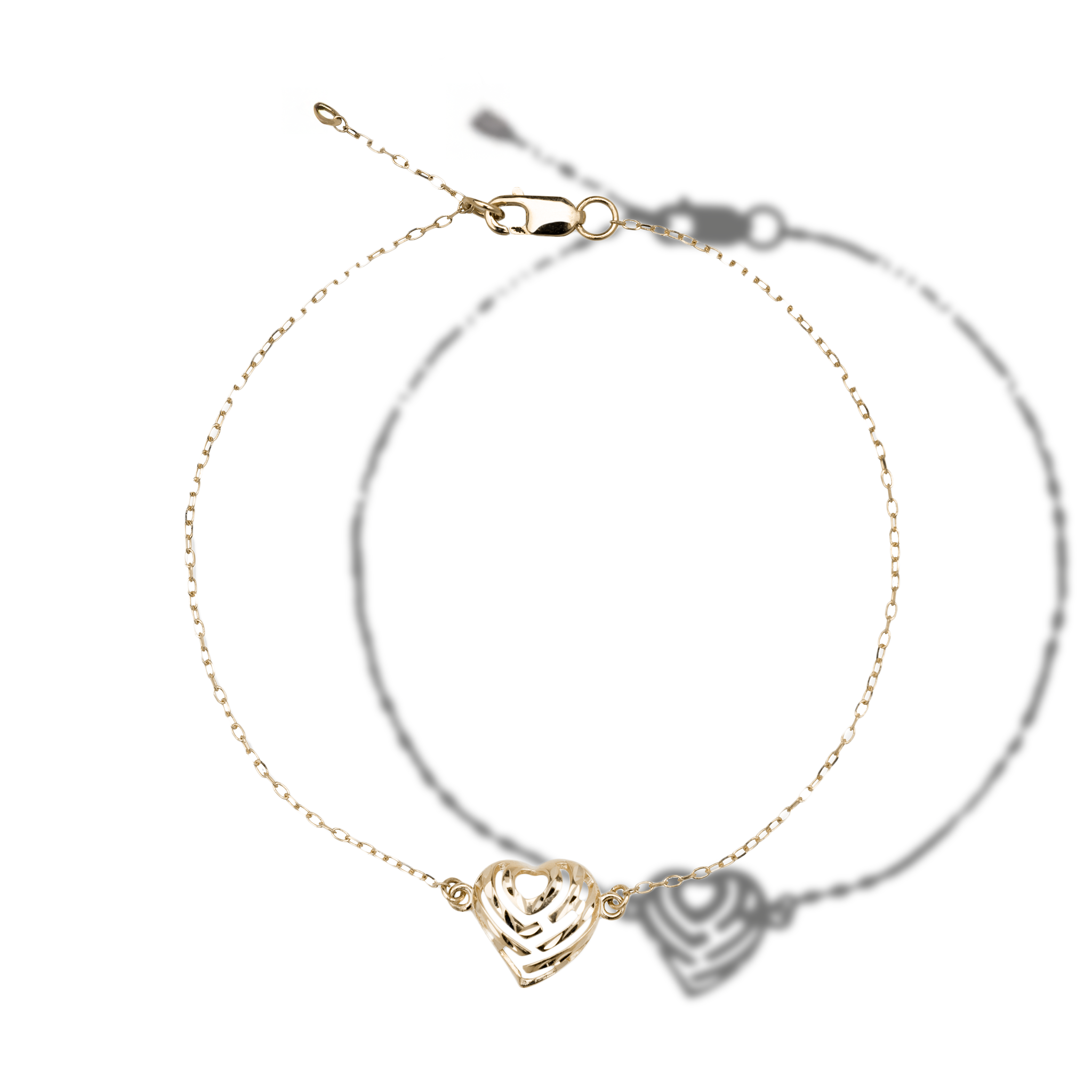 7-7.5" Adjustable Aloha Heart Bracelet in Gold - 11mm