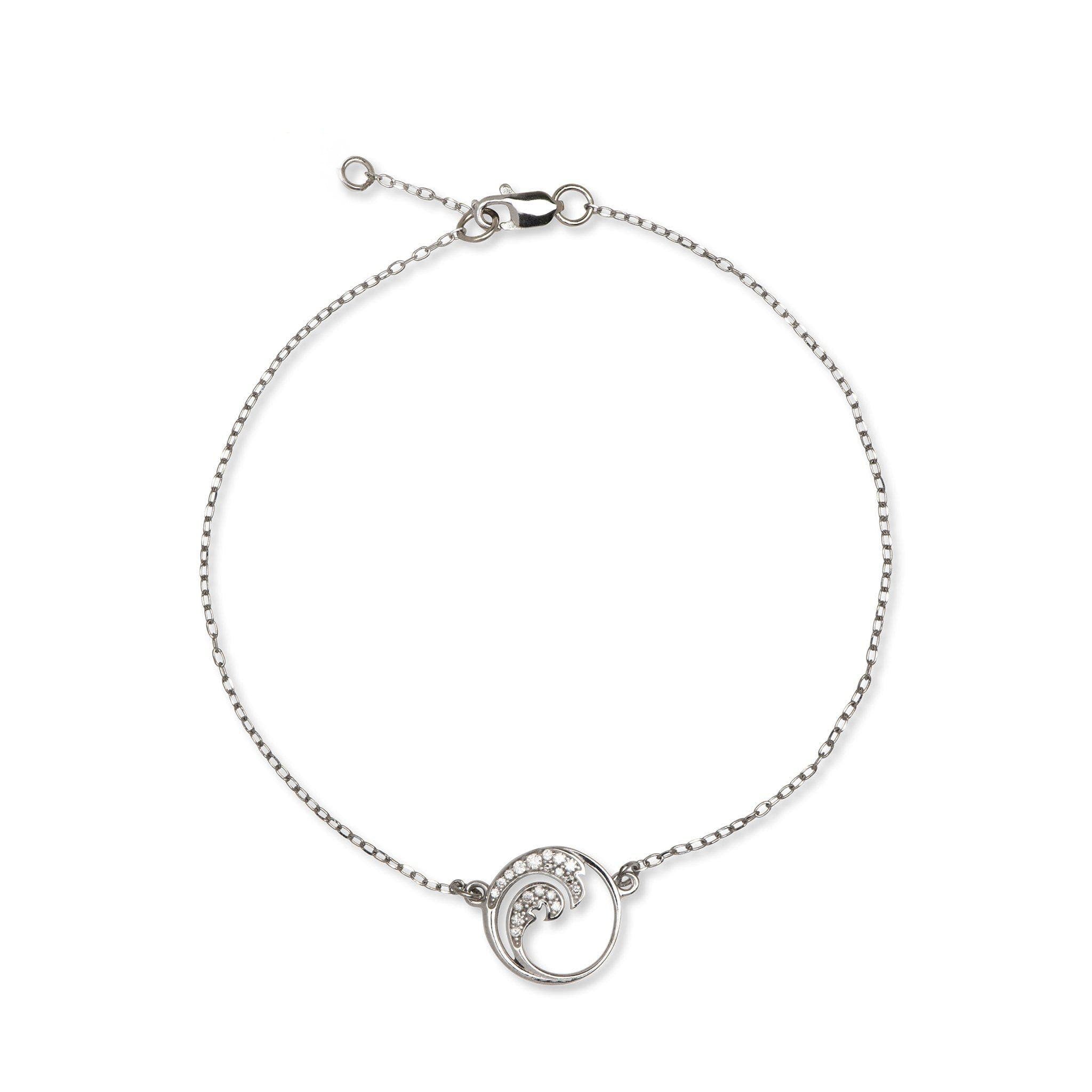 Adjustable 7-7.5" Nalu Bracelet in White Gold with Diamonds