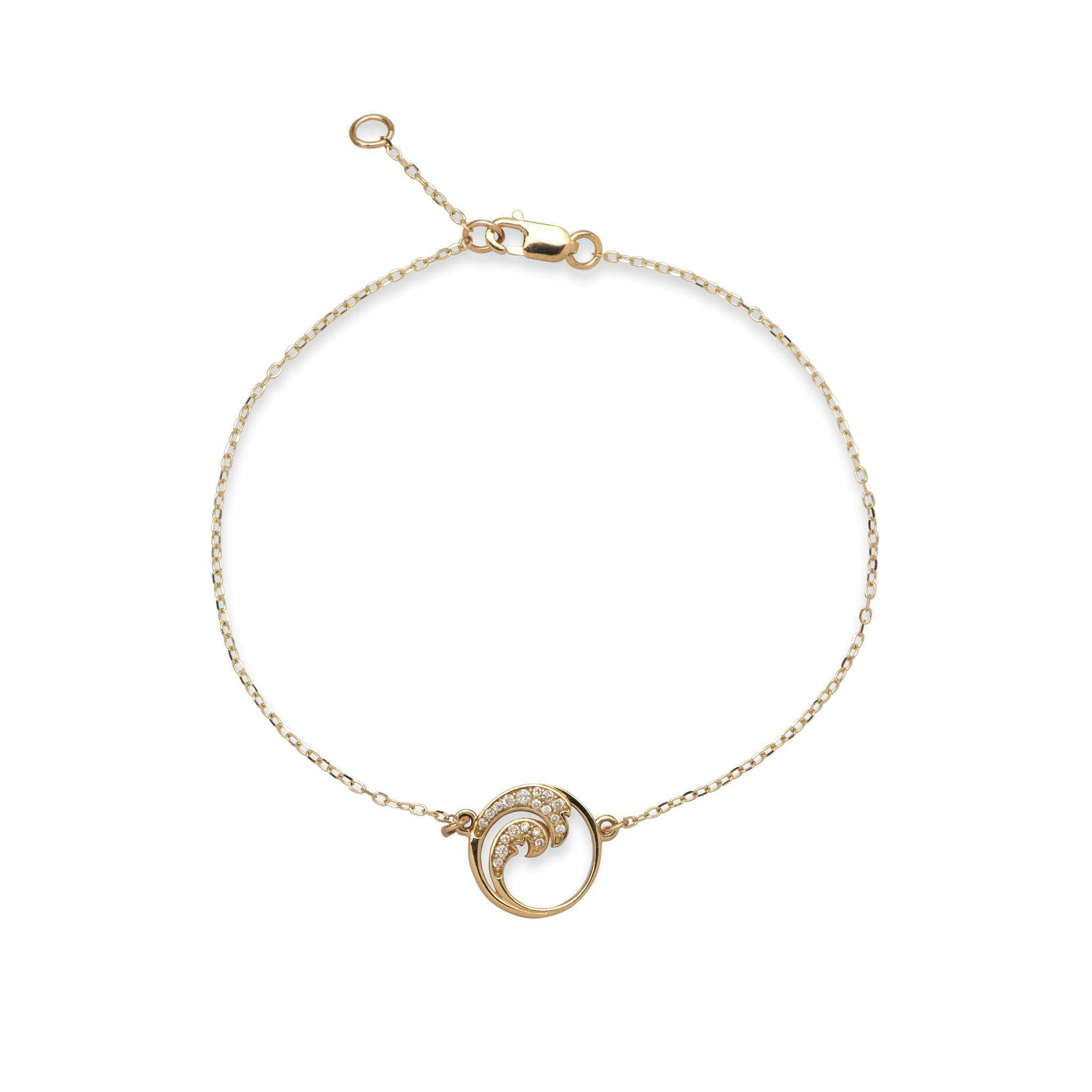 Adjustable 7-7.5" Nalu Bracelet in Gold with Diamonds