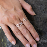 Hawaiian Heirloom Plumeria Ring in Rose Gold with Diamonds - 8mm