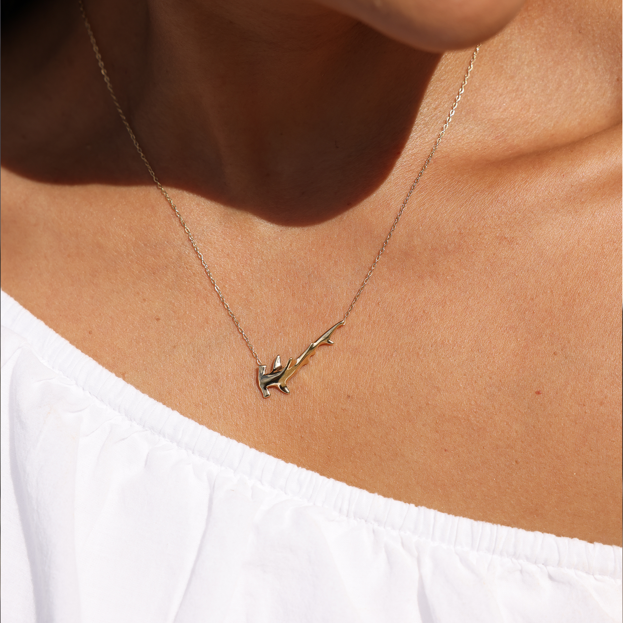16-18" Adjustable Hammerhead Shark Necklace in Gold