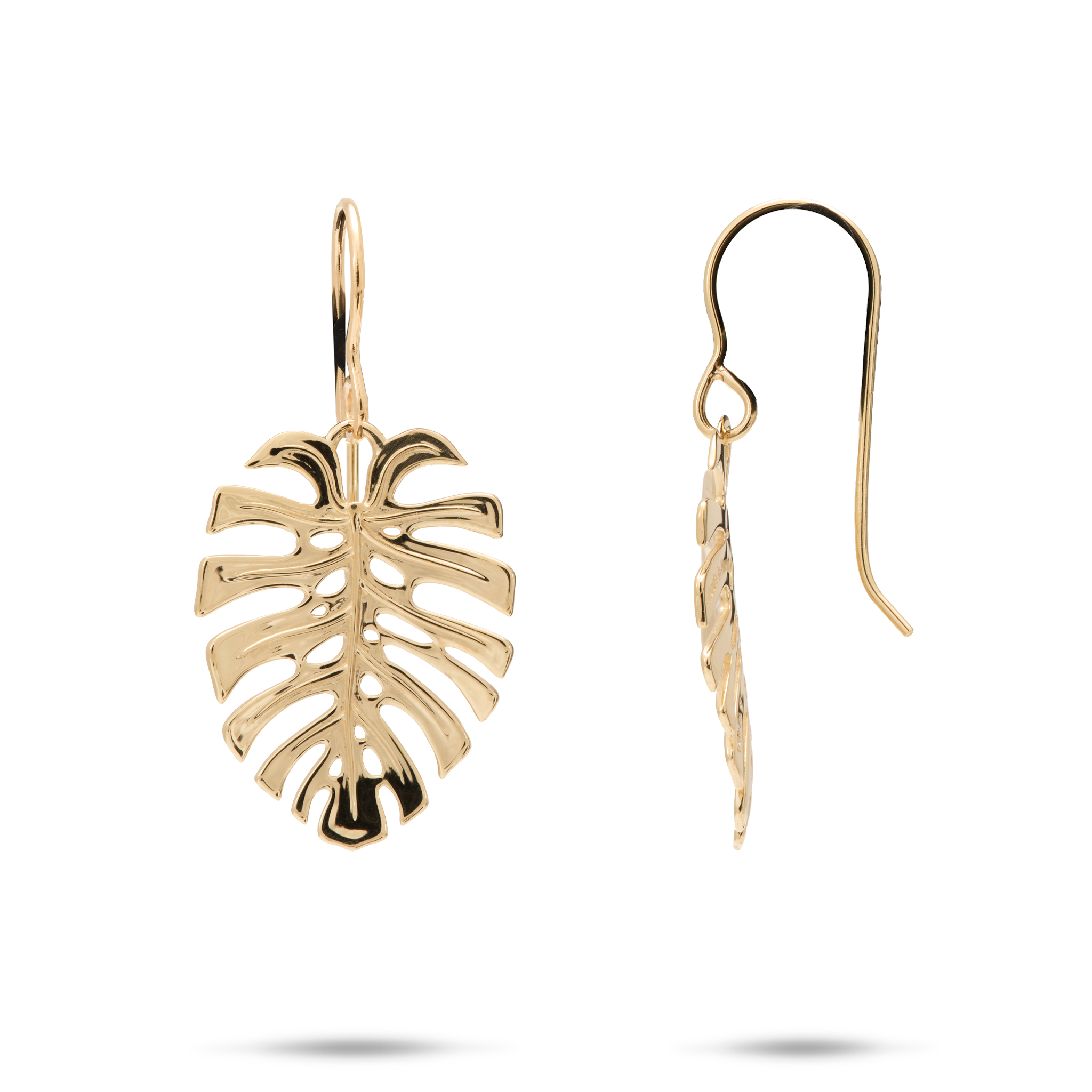 Monstera-Ohrringe in Gold - 23 mm