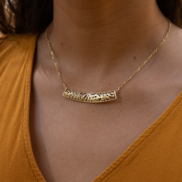 16-18" verstellbare Monstera-Halskette in Gold – 55 mm