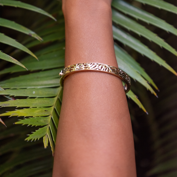 Monstera-Armband in Gold – 8 mm – Größe 7,5 Zoll