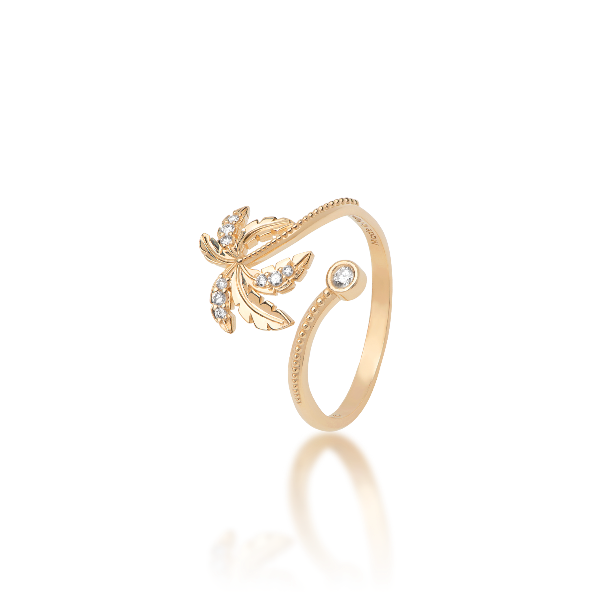 Paradise Palms - Palm Tree Ring in Gold with Diamonds - 18mm