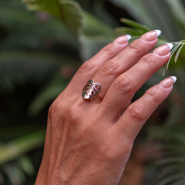 Monstera-Ring in Roségold – 15 mm