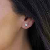 Plumeria Earrings in White Gold with Diamonds - 5mm