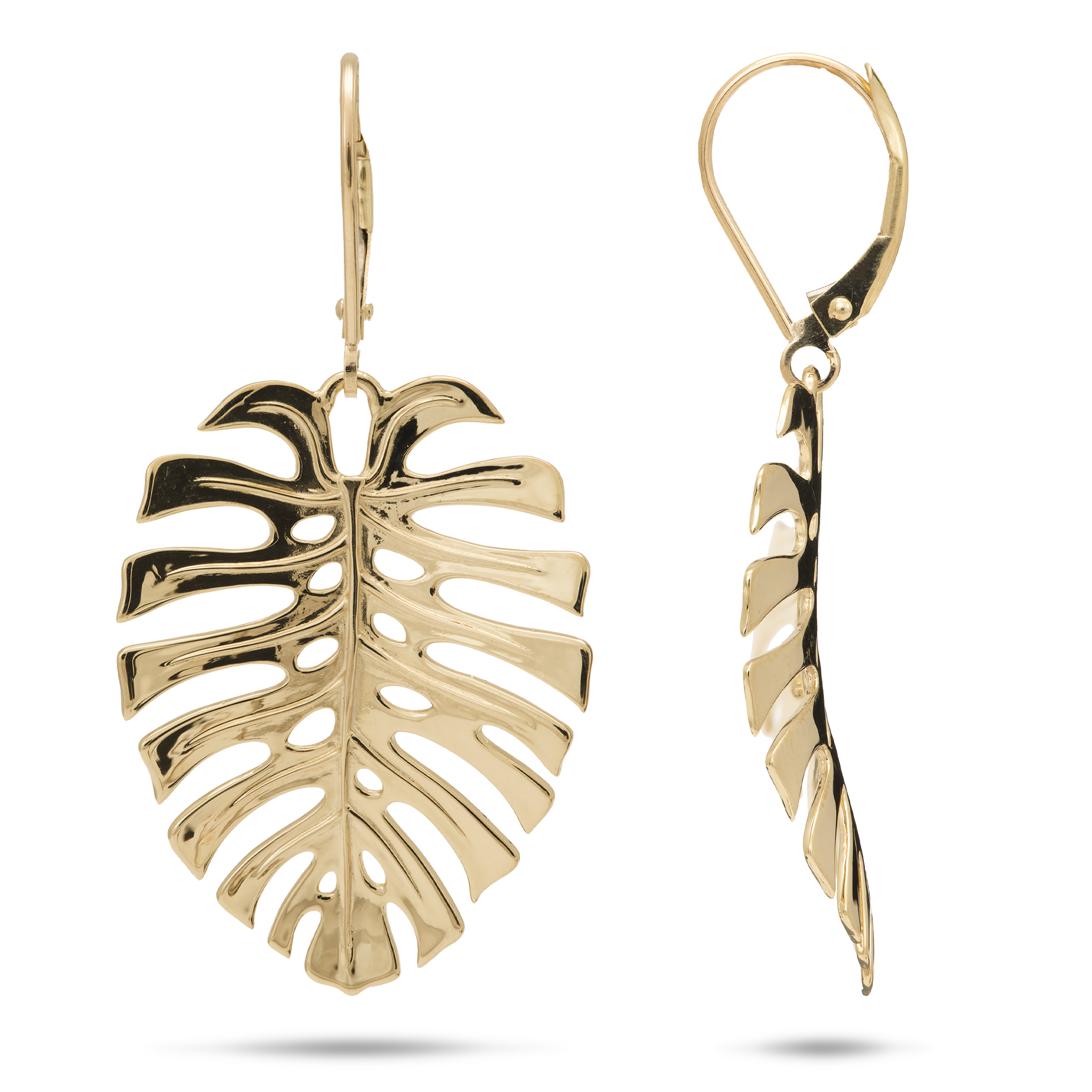 Monstera-Ohrringe in Gold - 30 mm