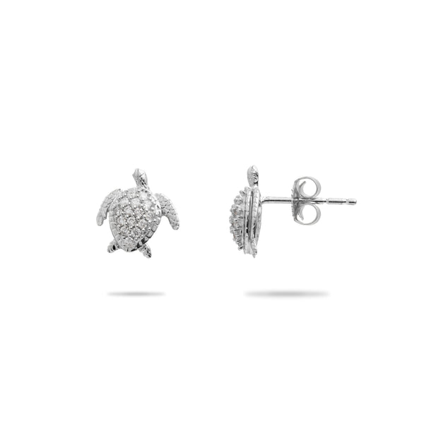 Honu Earrings in White Gold with Diamonds - 10mm