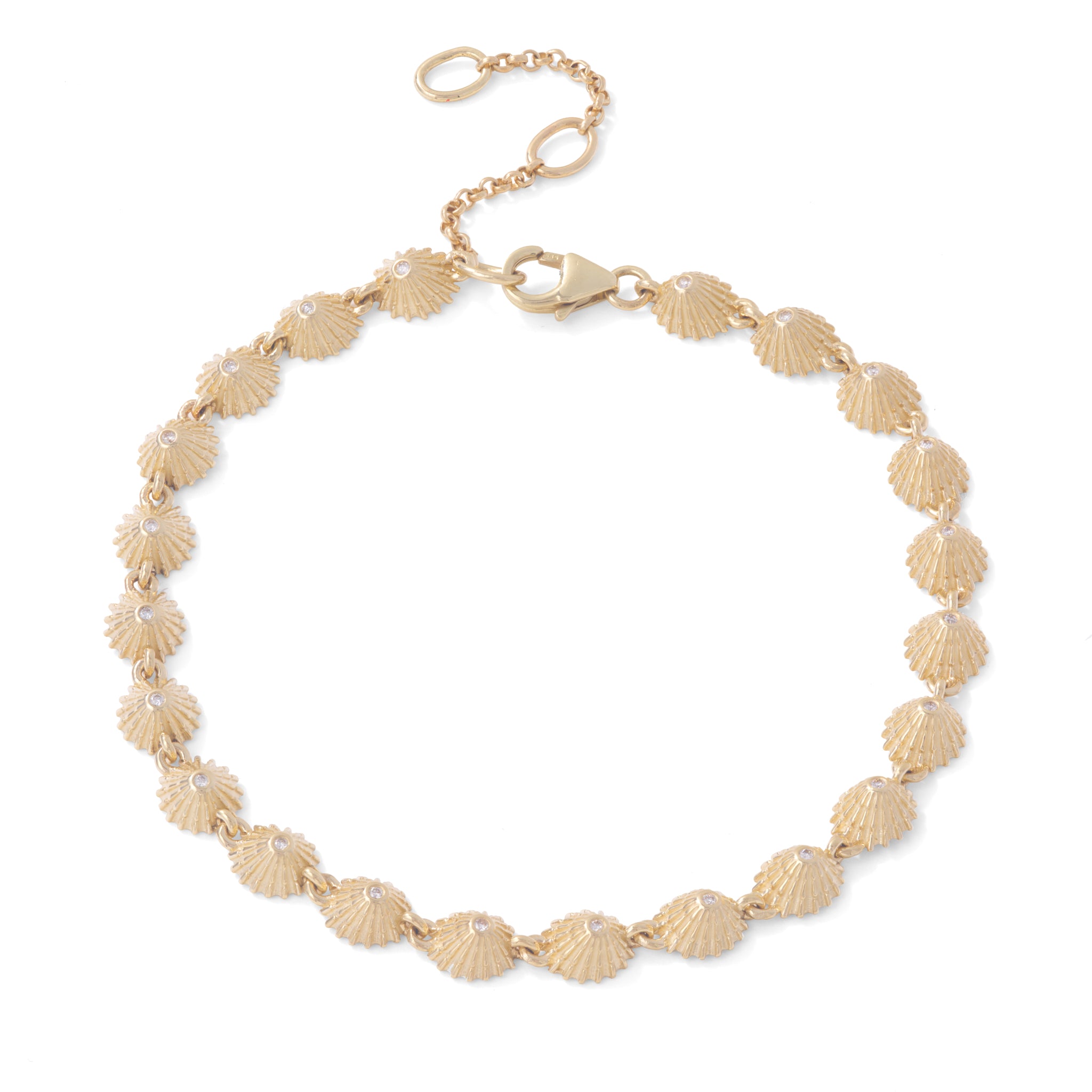 7-8.5" Adjustable ʻOpihi Bracelet in Gold with Diamonds