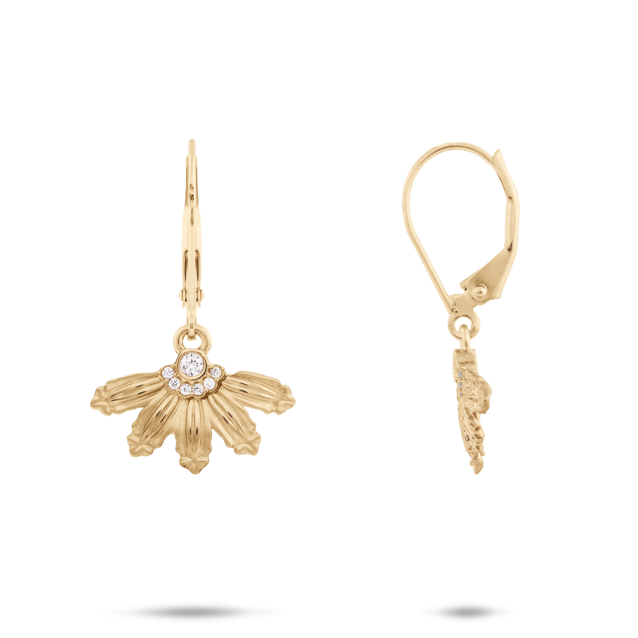 Mountain Naupaka Earrings in Two Tone Gold with Diamonds 10mm