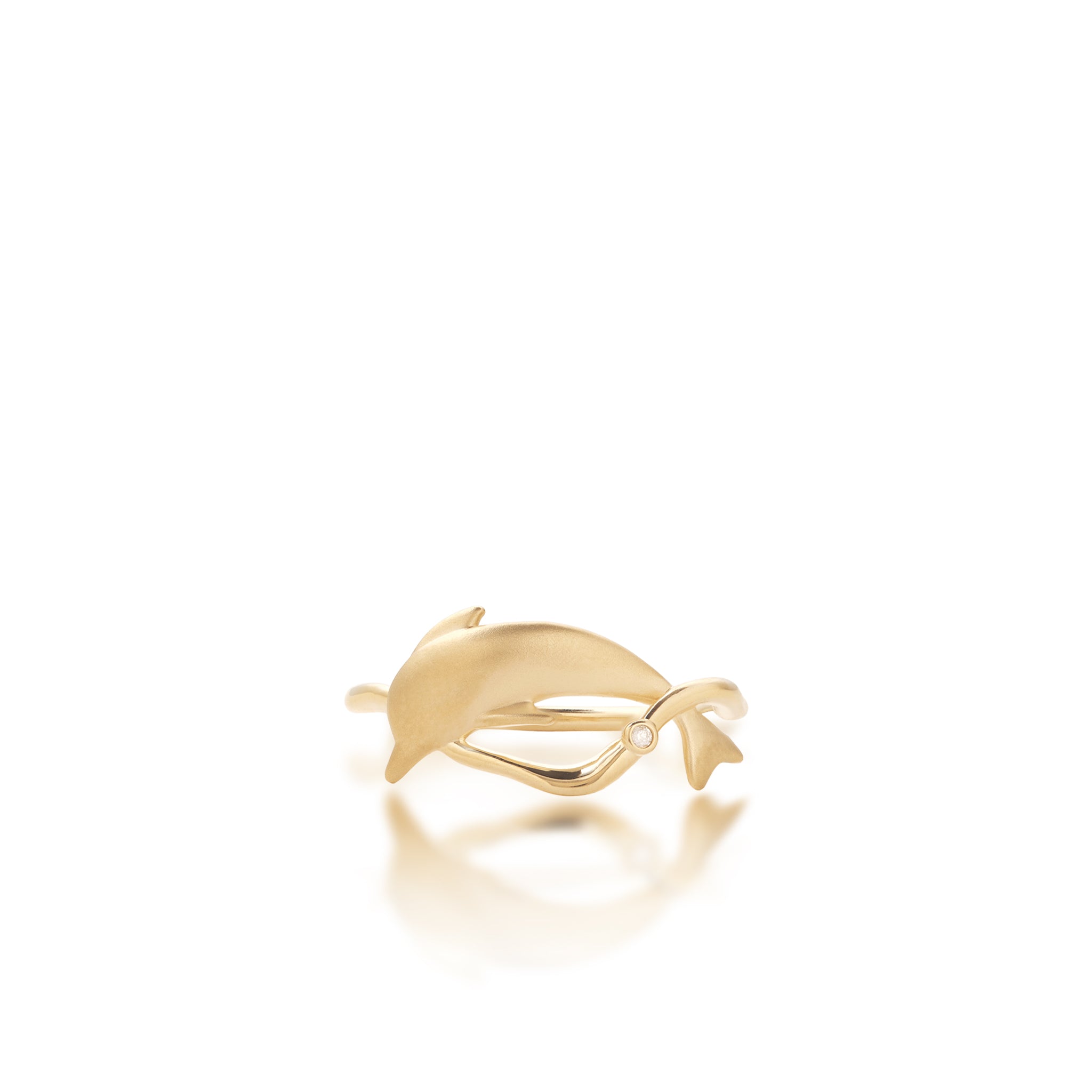 Bubble Dolphin Ring in Gold with Diamond - 10mm