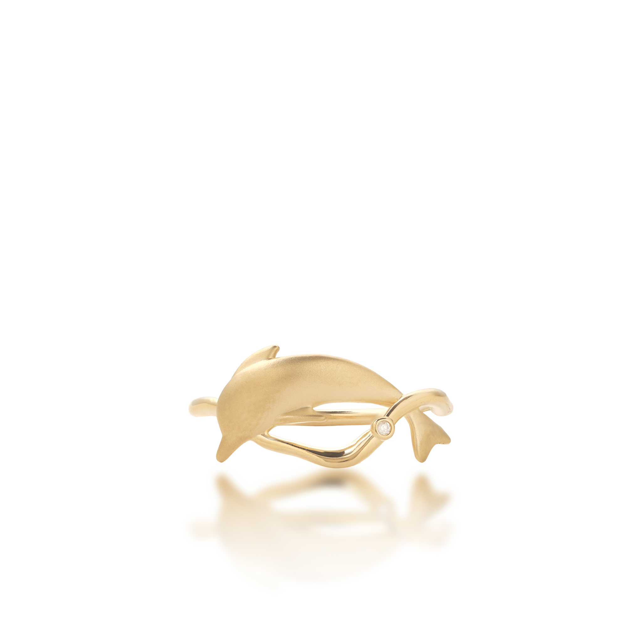 Bubble Dolphin Ring in Gold with Diamond - 10mm