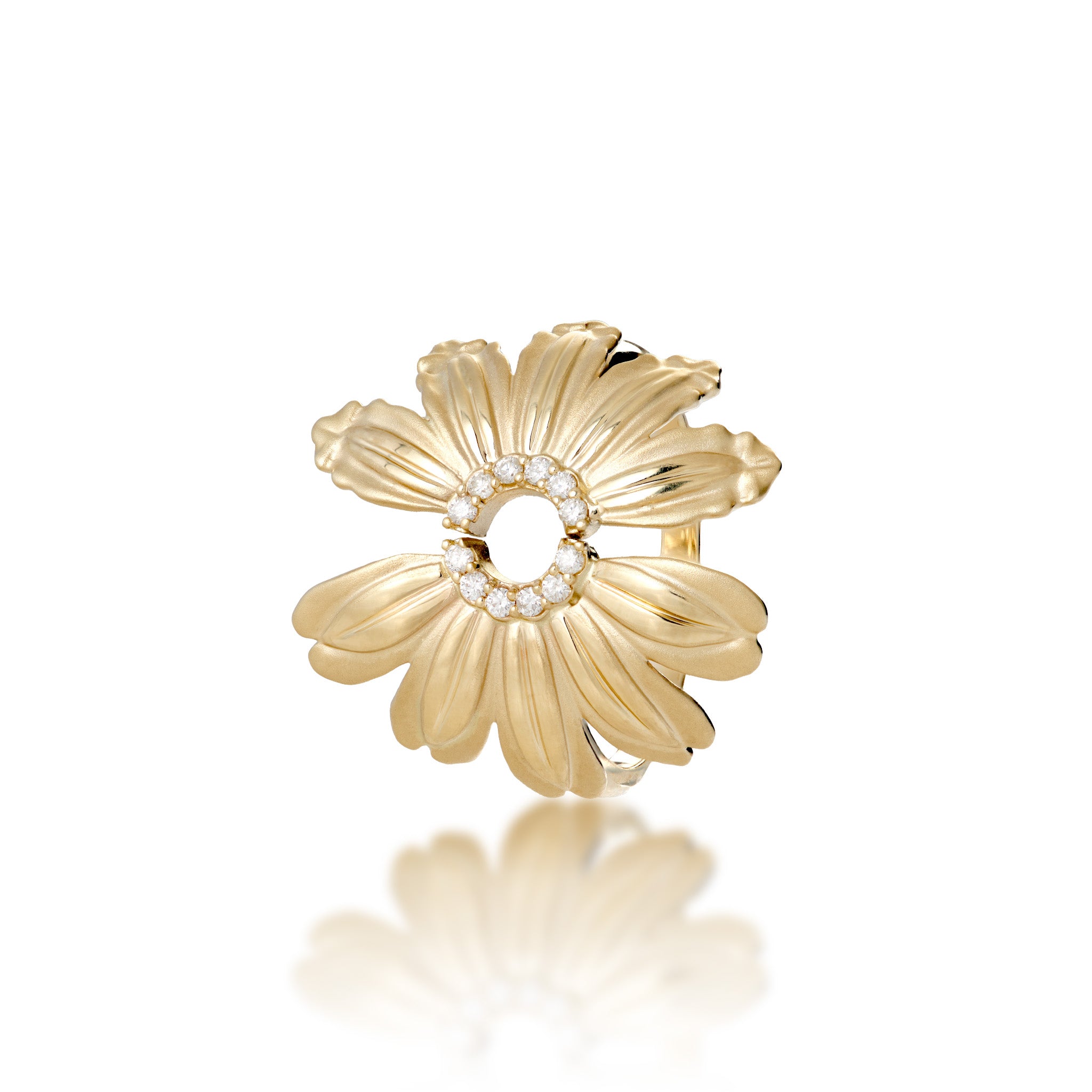 Beach & Mountain Naupaka Ring in Gold with Diamonds