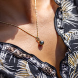 Living Heirloom Tahitian Black Pearl Pendant in Gold with Diamonds - 10-12mm