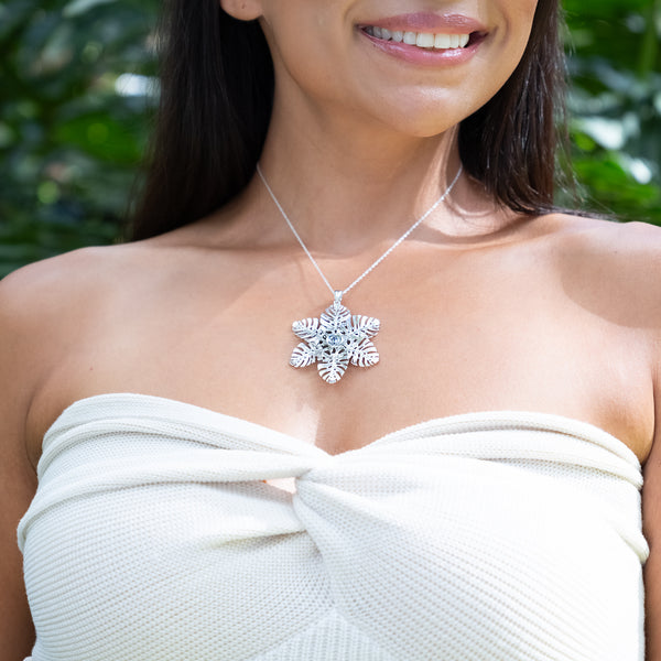 2023 Limited Edition Hawaiian Snowflake Monstera Ornament in Sterling Silver - 51mm
