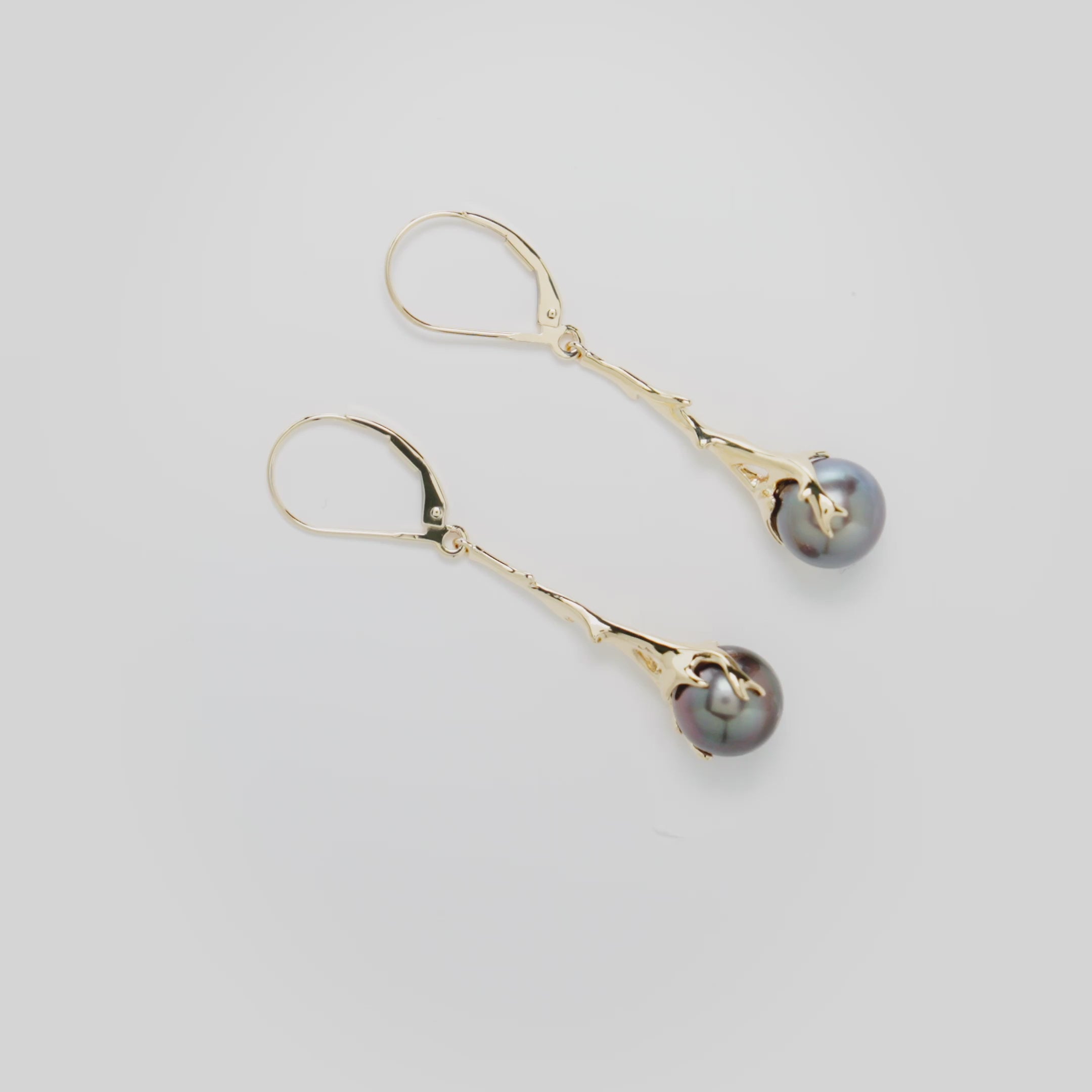 Video showcasing the Heritage Tahitian Black Pearl Earrings in 14k Yellow Gold