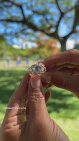 Video of a woman's hand wearing a Hawaiian Gardens Hibiscus Ring in Multi Color Gold with Diamonds - 12mm - Maui Divers Jewelry