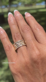Video of a woman's hand with a Hawaiian Heirloom Plumeria Ring in Gold with Diamonds -10mm - Maui Divers Jewelry