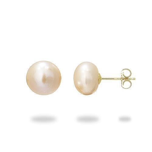 Freshwater Natural Color Pearl Earrings in Gold (9-10mm)-Maui Divers Jewelry