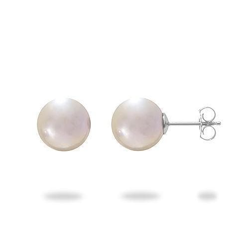 Freshwater Pearl Earrings in the 14K white gold (8-9mm)-Maui Divers Jewelry