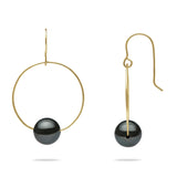 Tahitian Black Pearl Earrings in Gold (9-10mm)-Maui Divers Jewelry