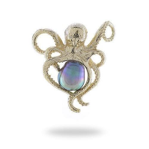He'e (Octopus) Tahitian Black Pearl Pendant in Gold-10-11mm-Maui Divers Jewelry