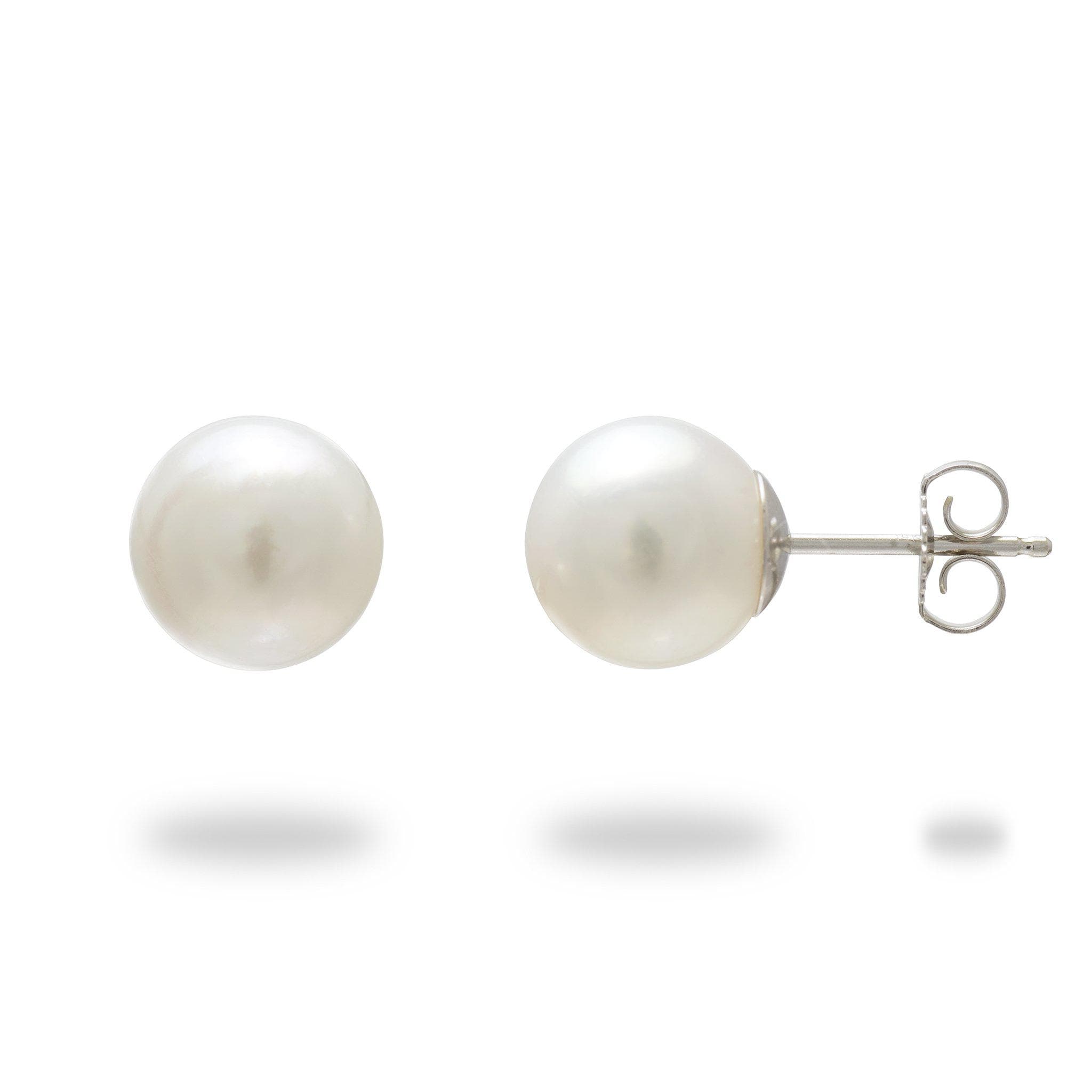 South Sea White Pearl Earrings in White Gold-Maui Divers Jewelry