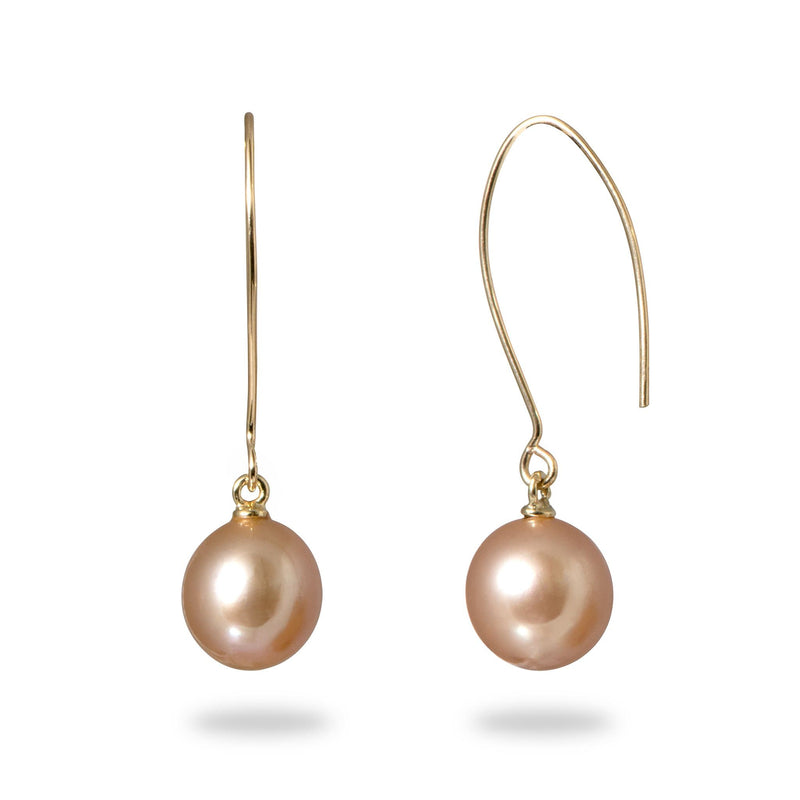 Pink Freshwater Pearl (9-10mm) Earrings in Gold-Maui Divers Jewelry