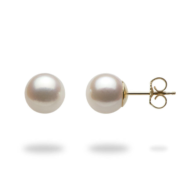 Akoya Pearl Earrings in Gold (8mm)-Maui Divers Jewelry
