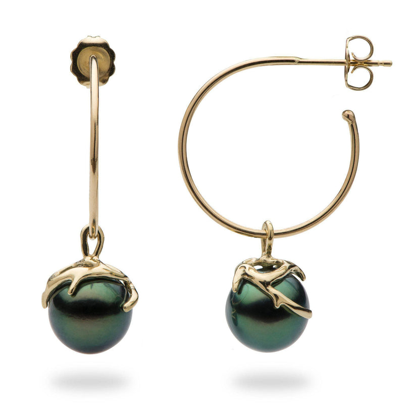 Hawaiian Heritage Tahitian Pearl Earrings in Gold-Maui Divers Jewelry