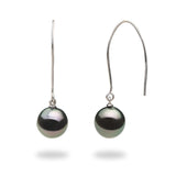 Tahitian Black Pearl Earrings in 14K White Gold (9-10mm)-Maui Divers Jewelry