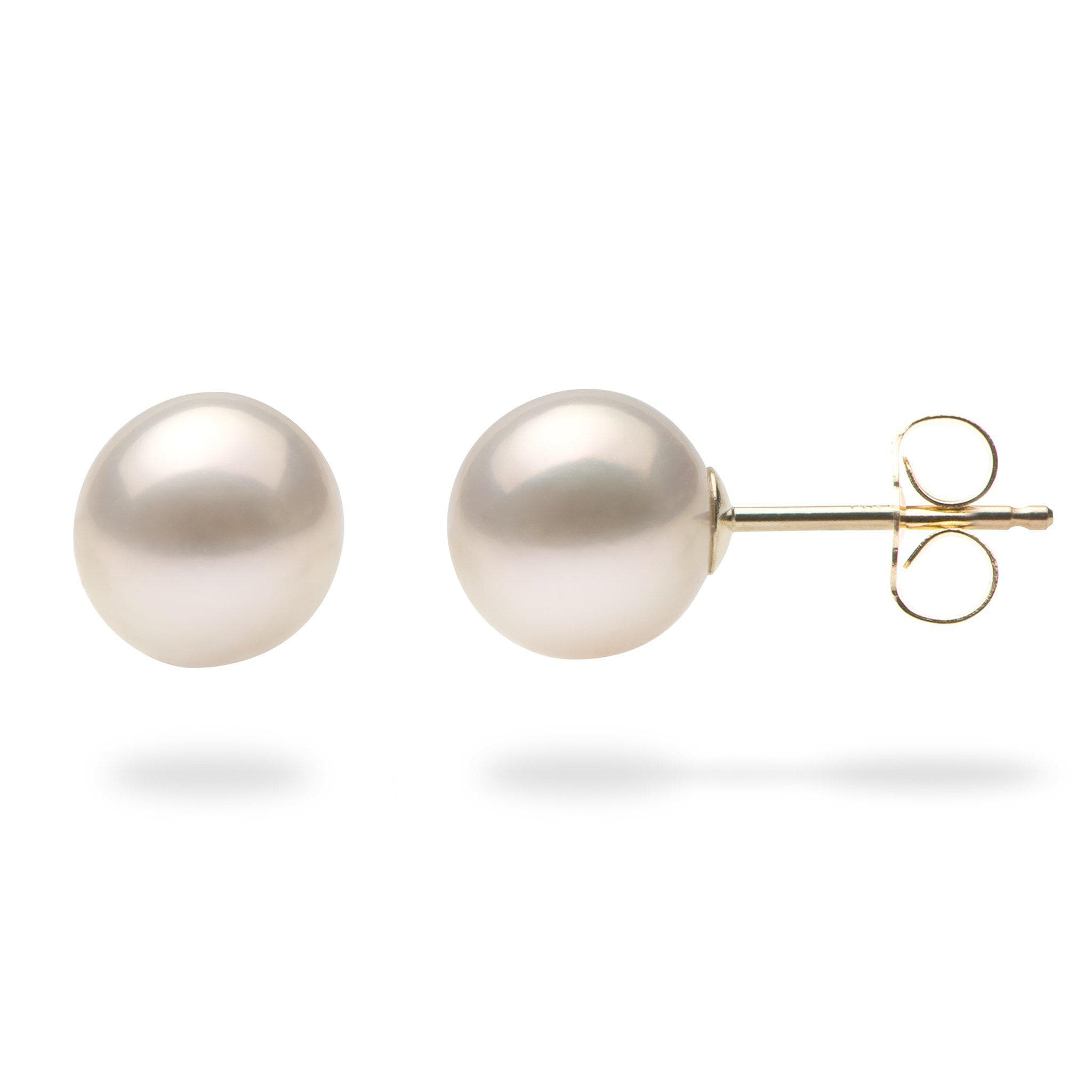 White Freshwater Pearl Earrings in Gold-Maui Divers Jewelry
