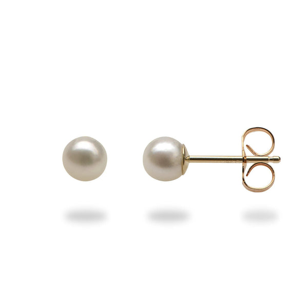 White Freshwater Pearl Earrings in Gold-Maui Divers Jewelry