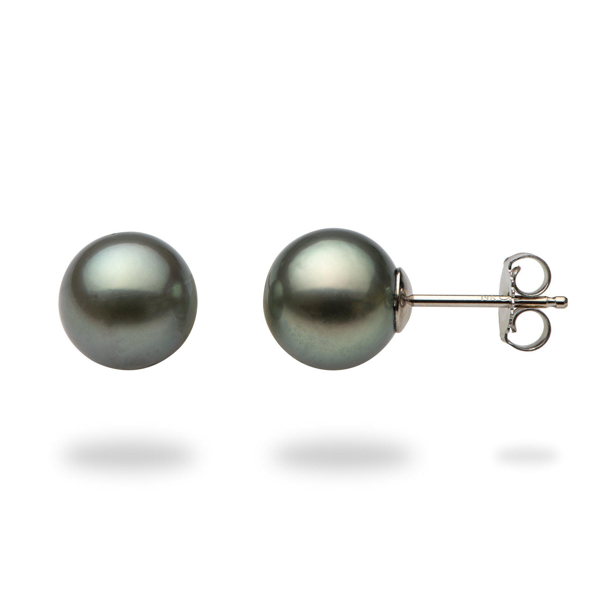 Tahitian Black Pearl Earrings in 14K White Gold-Maui Divers Jewelry