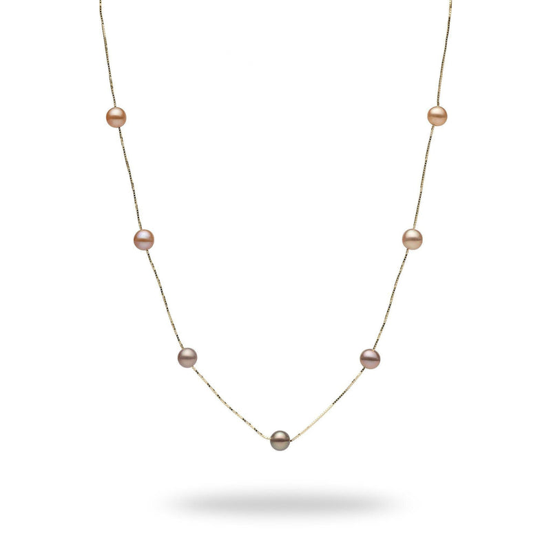 18" Mixed Freshwater Floating Pearl Necklace in Gold-Maui Divers Jewelry
