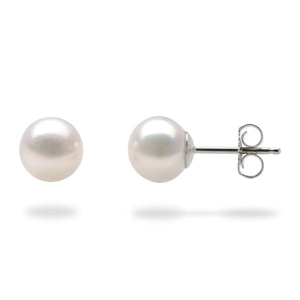 Akoya Pearl (7mm) Earrings in 14K White Gold-Maui Divers Jewelry
