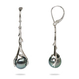 Hawaiian Heritage Tahitian Black Pearl Earrings in White Gold-Maui Divers Jewelry