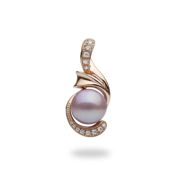 Lilac Freshwater Pearl Pendant in Rose Gold with Diamonds-Maui Divers Jewelry