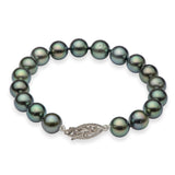 Tahitian Black Pearl (9-10mm) Bracelet in 14K White Gold 006-15101