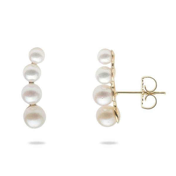 Akoya & Freshwater White Pearl Earrings in Gold-Maui Divers Jewelry