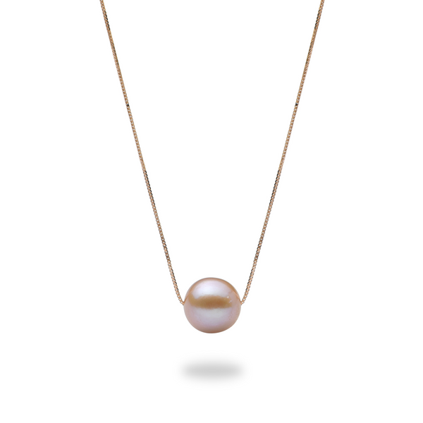 16-18" Adjsutable Lavender Freshwater Floating Pearl Necklace in Rose Gold - 9-10 mm - Maui Divers Jewelry