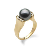 Tahitian Black Pearl Ring in Gold with Diamonds-Maui Divers Jewelry