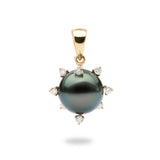 Protea Tahitian Black Pearl Pendant in Gold (11-12mm)-Maui Divers Jewelry