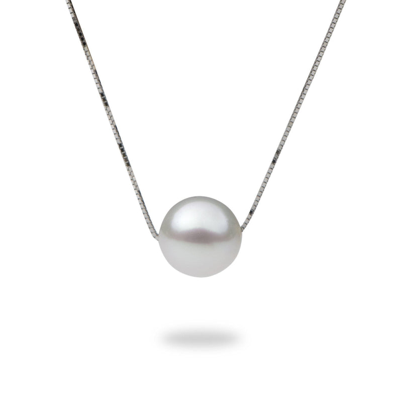 16-18" Adjustable South Sea Floating Pearl Necklace in White Gold-Maui Divers Jewelry
