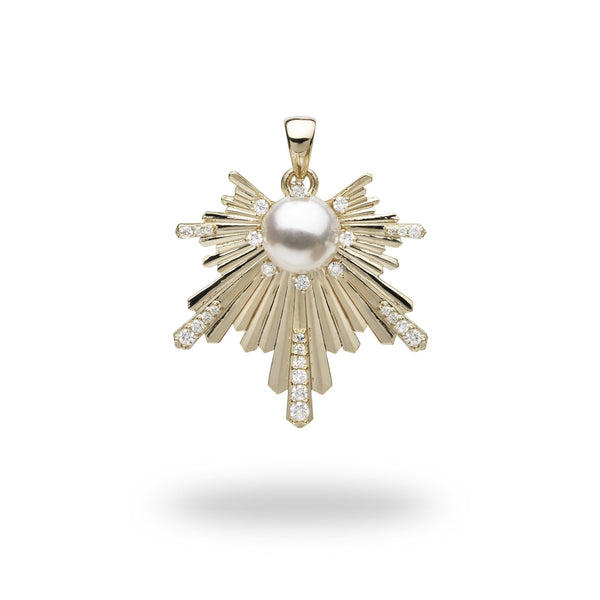 E Ho’āla Akoya Pearl Pendant in Gold with Diamonds - 27mm-Maui Divers Jewelry