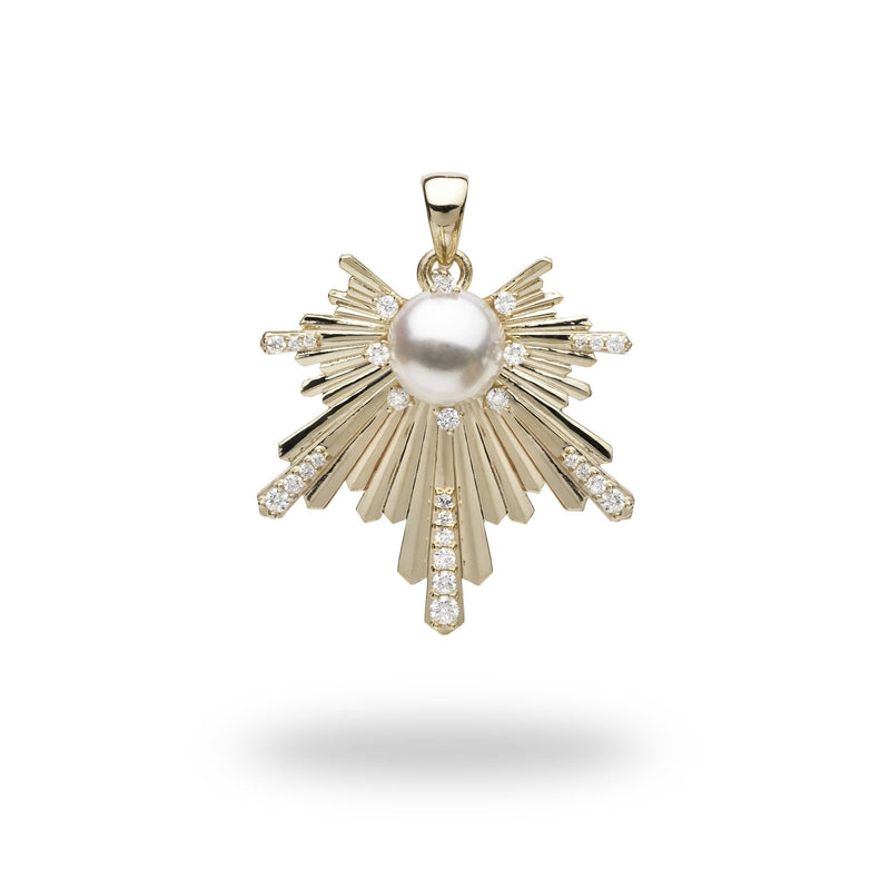 E Ho’āla Akoya Pearl Pendant in Gold with Diamonds - 27mm-Maui Divers Jewelry