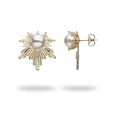 E Ho’āla Akoya Pearl Earrings in Gold with Diamonds - 23mm-Maui Divers Jewelry